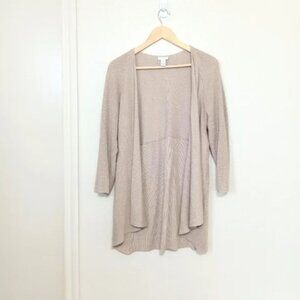 Chico's ribbed knit tan long sleeve open cardigan